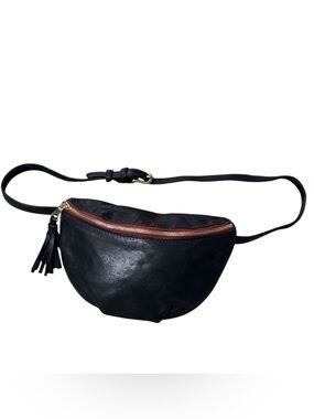 Parker Clay Sodo Leather Belt Bag/Convertible Sling Purse Crossbody Black